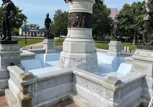 After: The completed monument restoration at Veteran’s Park.