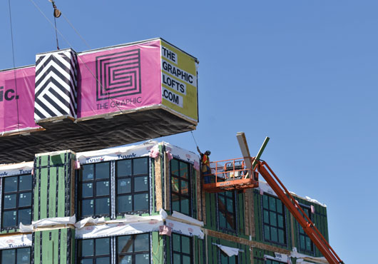 In May 2019, work is slated to wrap up on The Graphic, the largest-ever modular construction project in Boston. This luxury living space features 171 units and 5,000 square feet of retail.