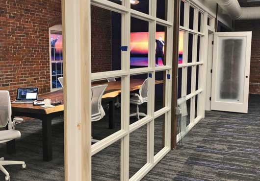 The Element Group’s conference area surrounded by a glass wall was developed by Down to Earth Construction Foreman Westley Borges.