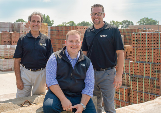 From left to right: Jerry Vinci, Executive Vice President of Illinois Brick Company; Jordan Hanson, President of Southfield Corporation; and Nathan Karaway, Vice President of Architectural Sales at Illinois Brick Company.