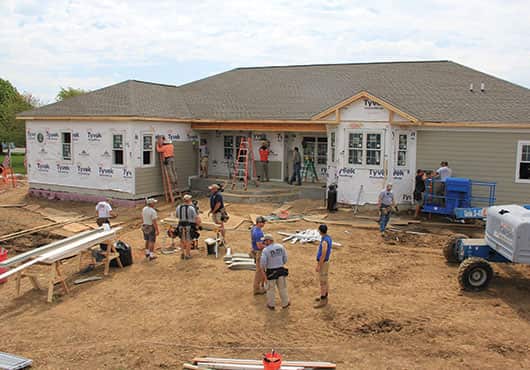 Crews worked for nine straight days, dawn to dusk, to complete the Chobanov’s home.