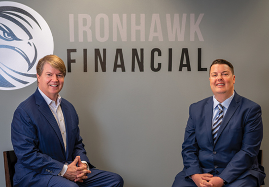Founding Managing Partner Joe Lombardi (right) and Master Broker Timothy Maloney at IronHawk Financial’s headquarters in Cheshire, CT.