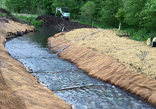 Part of Land-Tech Enterprises Inc.’s work to restore the natural stream path in Solebury Township’s Aquetong Spring Park involved creating step pools to enhance the channel as a habitat for brook trout.