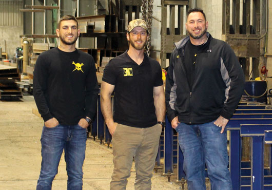 Contrast Metalworks LLCs’ three owners (from left to right): Ben Rosenberger, President of administration; Justin Rosenberger, head of field operations; and  Greg Rosenberger Jr., CEO.