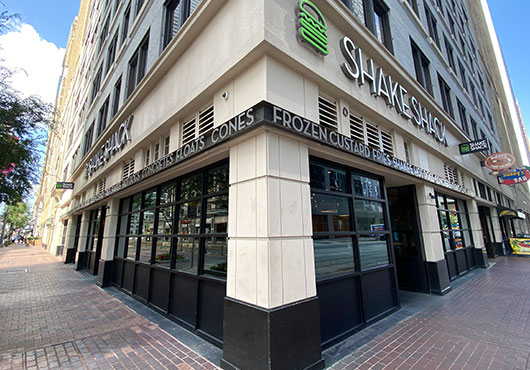 Wyatt Management’s fifth Shake Shack project since 2016 is a tenant finish that was built on a corner in downtown Houston in 2019.