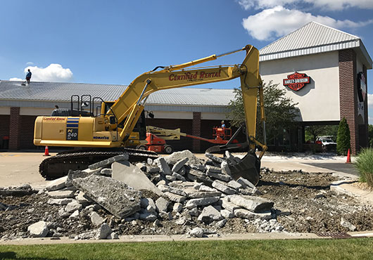 On the IndyWest Harley-Davidson project in Plainfield, Indiana, the scope of work included removing a failing concrete parking lot, performing soil stabilization, repaving and building a new test-riding facility.