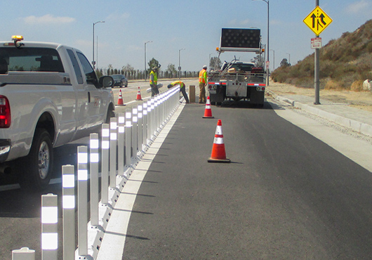 PCI crews restripe a City of Los Angeles street following reconstruction.