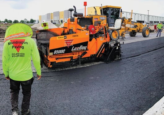 The Mondragon Paving crew installed new roads and a parking lot for a regional FedEx distribution center.