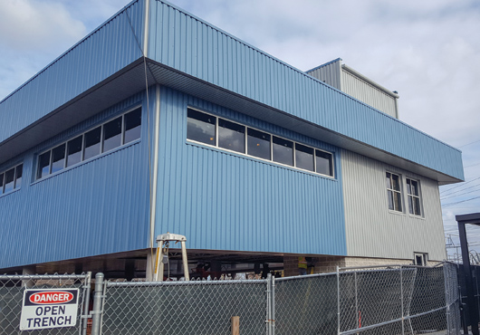 Par-Troy Sheet Metal & Air Conditioning LLC installed a solar wall on this PSEG building in Sewaren, New Jersey.