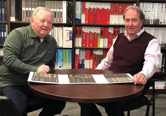 Hannon Floor Covering Corp. Secretary Jim Hannon (left) and President Frank Hannon Jr. make up part of the more than 90-year-old family company’s leadership team. Not pictured is Vice President Bob Hannon.