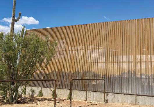 The Path Construction team used perforated metal siding to provide both shade and ventilation for the amphitheater area of the Pima-Dynamite Trailhead facility.