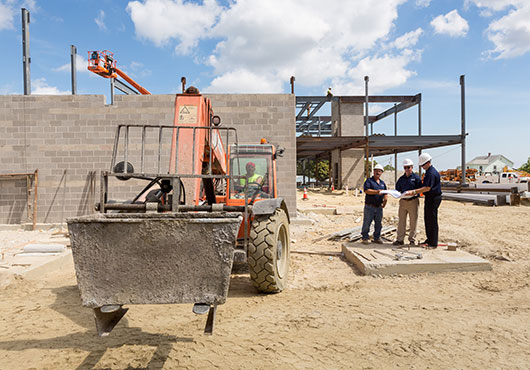 (Left to right) Jaime Senra, Glenn Ahlborg and Dayne DeSerres at the North Providence Public Safety Complex job site.