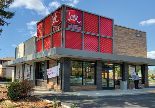 JWC Commercial updated a Jack in the Box restaurant in Rohnert Park, CA, so that the building’s electrical and plumbing would meet current city codes and the facility would match the restaurant’s new branding. 
