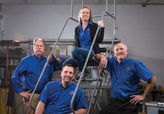 The partners at TECHNICON Engineering Services, Inc. have a philosophy of always finding a way to get answers for clients. They and their staff look at all options and reach out to try new things.  Pictured are Brian Hall (seated), Steve Curra (left), Heather Ragsdale (top) and Darren Williams (right).