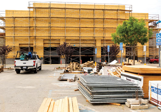 Headwaters Construction, Inc. takes pride in its organized, clean and safe sites, as is evident at the lay-down area next to the construction of the Ross Dress for Less store at Feather River Crossings in Oroville, California.