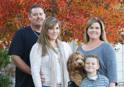 Jason Buffalow’s family comes first. He is pictured with daughter Emily, wife Gina, son Joshua and puppy Tyson.
