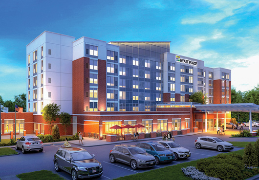 One of the company’s signature projects is the Hyatt Place at Sunrise Hotel in Vacaville, California—a four-story, 72,249-square-foot hotel with 136 rooms.