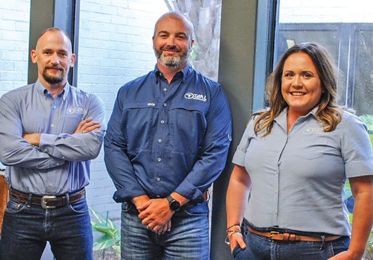 Teal Construction Company’s three partners (pictured, from left): Chief Finance Officer John Nowak, Vice President Jason Hogue and Director of Preconstruction Jennifer King.
