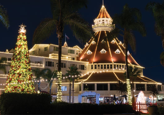 ProCal Lighting, Inc. also designs and installs some of San Diego’s largest holiday lighting features, including this display at the iconic Hotel del Coronado in Coronado, CA. 