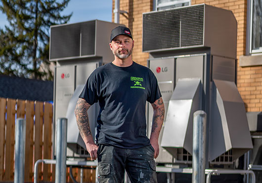 LG Electronics’ Multi V HVAC systems were installed at the Renaissance Square housing project in Schenectady. Gisoti Plumbing and Heating Inc. provides commercial customers with HVAC and plumbing services across New York State. Pictured: Greg Gisoti, President, Gisoti Plumbing and Heating Inc.