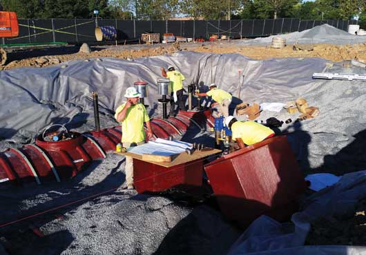 BC&C, LLC performs tank-top work, using geotextile around unstable soils. 