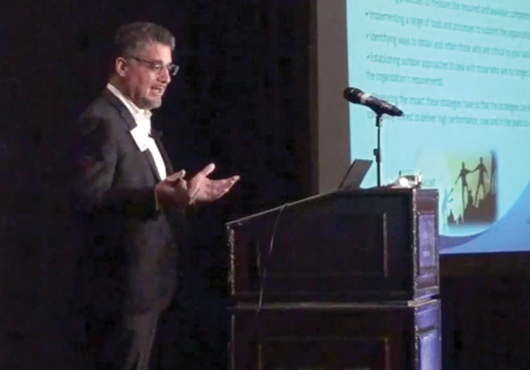 Mike Matalone gives a keynote speech.